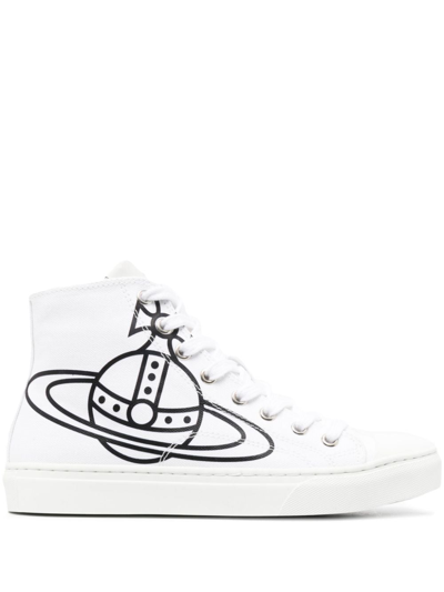 Vivienne Westwood Orb Cotton Canvas High-top Trainers In White