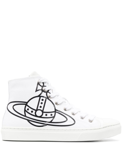 Vivienne Westwood Orb Cotton Canvas High-top Sneakers In White