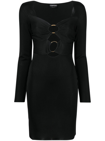 Tom Ford Black Shiny Minidress In Lb999 Black