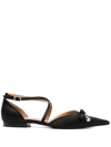 GANNI BOW-DETAIL POINTED-TOE BALLERINA SHOES