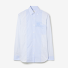 Burberry Monogram Ekd Cotton Slim Fit Shirt In Blue
