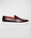Santoni Pancia Slip-on Sneaker In Dark Brown