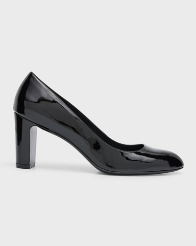 Stuart Weitzman Vida Patent Block-heel Pumps In Black