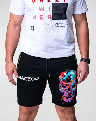 Maceoo Men's Skull Paint Shorts In Black