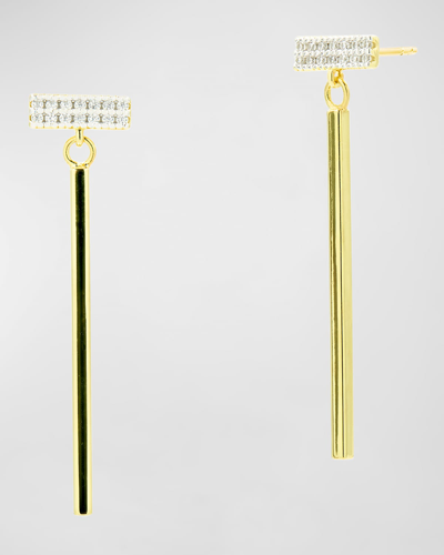 Freida Rothman Horizontal Pave Bar Drop Earrings In Gold