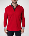 Maceoo Newton Solid Head Red Long Sleeve Polo In Head Red