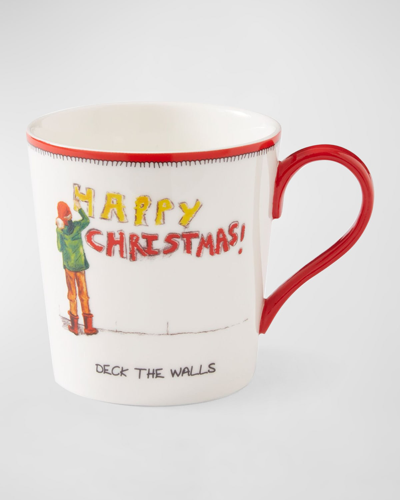 Kit Kemp For Spode Graphic Christmas Mug, 12 oz In Deck The Walls