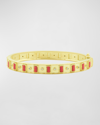 Freida Rothman Baguette And Round Stone Bangle In Gold