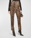 Dolce & Gabbana Animal Print Wool Trousers In Ltbrownprt