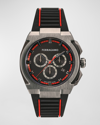 Ferragamo Men's 43mm Supreme Chrono Watch With Polyurethane Strap, Gunmetal In Ip Gunmetal