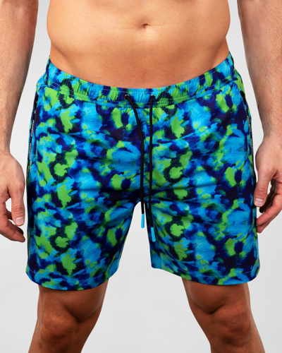 Maceoo Men's Lion Swim Shorts In Tie Green