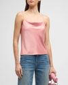Alice And Olivia Harmon Draped Cowl Neck Cami Top In Rose