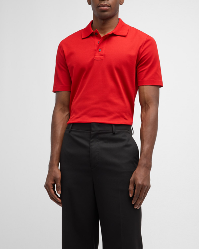 Ferragamo Men's Pique Polo Shirt In Red