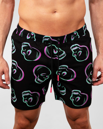 Maceoo Men's Lion Swim Shorts In Skull Float Black