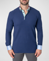 Maceoo Newton Solid Verve Blue Long Sleeve Polo In Verve Blue