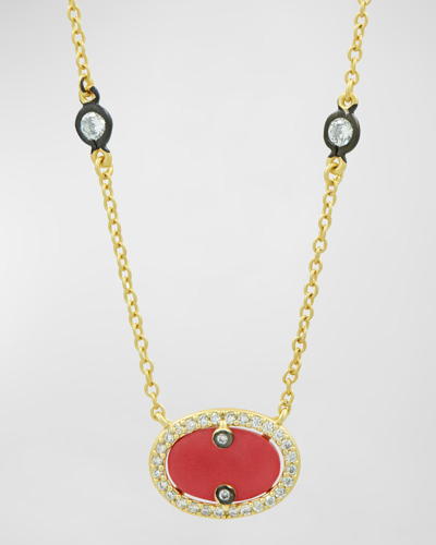Freida Rothman Color Theory Pave Oval Pendant Necklace In Gold