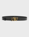 OFF-WHITE OW INITIALS BLACK LEATHER BELT