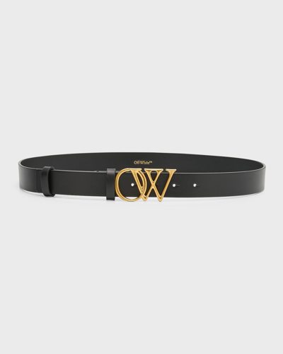 Off-white Ow Initials Black Leather Belt