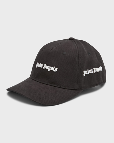 Palm Angels Men's Logo Baseball Cap In Black White