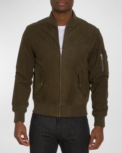 Robert Graham Men's Gasper Suede Bomber Jacket In Forest