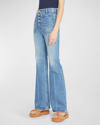 Ulla Johnson Lou Button Fly High-waisted Flared Jeans In Danube Medium Ind