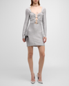 Tom Ford Metallic Wool Knit Dress With Front Cutouts In Silver