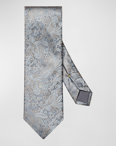 Eton Paisley Floral Silk Tie In Lt/ Patel Grey