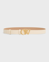 OFF-WHITE OW INITIALS BEIGE LEATHER BELT
