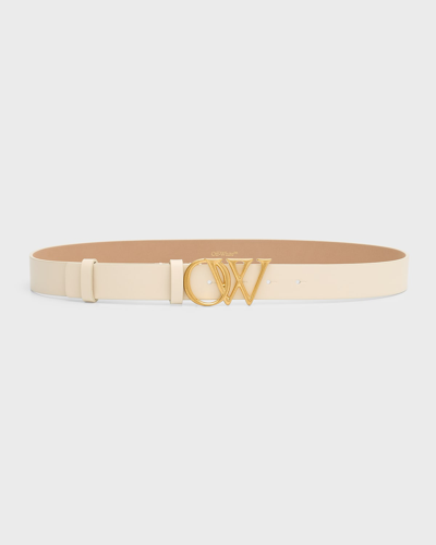 Off-white Ow Initials Beige Leather Belt