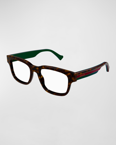 Gucci Men's Acetate Square Optical Glasses In 002 Avana