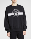 Dolce & Gabbana Logo-print Long-sleeved Cotton Sweatshirt In Black