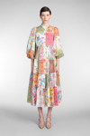 Zimmermann Patchwork-effect Cotton-voile Midi Shirt Dress In Multicolor