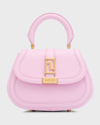 Versace Greca Goddess Mini Calfskin Top-handle Bag In Light Pink