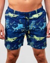 Maceoo Men's Lion Swim Shorts In Shark Blue