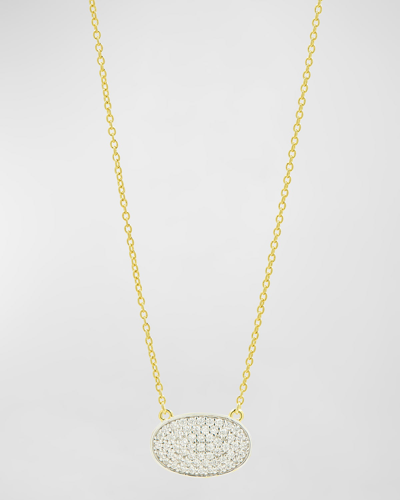 Freida Rothman Pave Oval Pendant Necklace In Gold