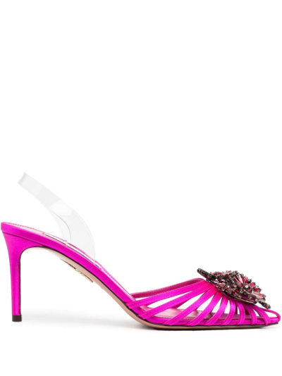 Aquazzura Crystal Margarita Embellished Pumps In Pink