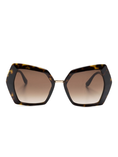 Dolce & Gabbana Tortoiseshell-effect Butterfly-frame Sunglasses In Brown