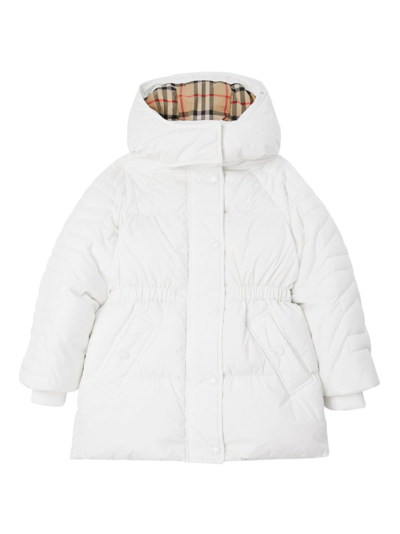Burberry Kids' Hooded Puffer Jacket In White