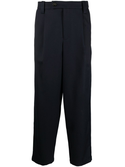 Apc Renato Pleated Wool Trousers In Blue