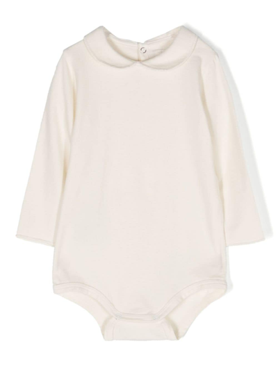 Teddy & Minou Babies' Bib-collar Long-sleeve Body In Neutrals