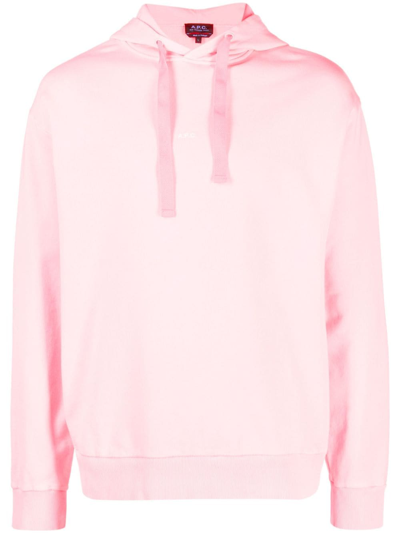 Apc Larry Cotton Hoodie In Pink