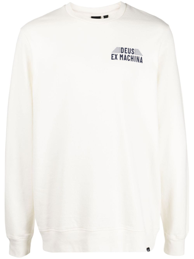 Deus Ex Machina Logo-print Organic-cotton Sweatshirt In White