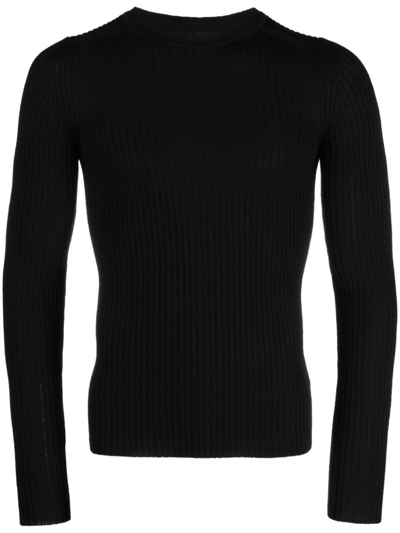 There Was One Ribbed-knit Wool Jumper In Black