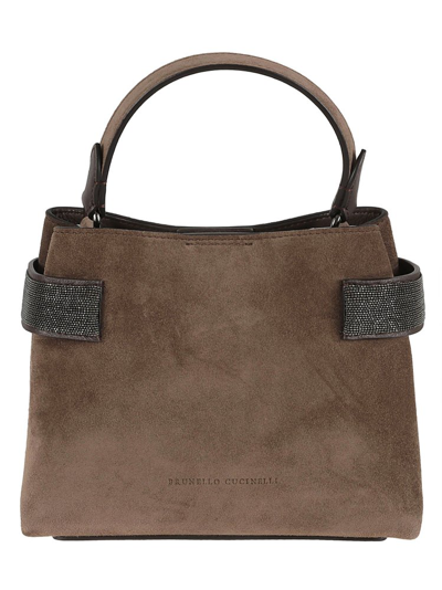 Brunello Cucinelli Embellished Handbag In Brown