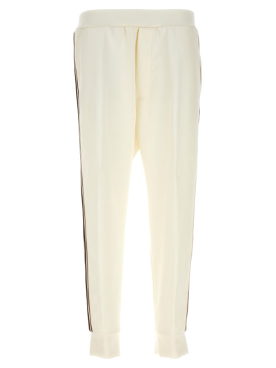 Dsquared2 Logo Embroidered Side Band Pants In White