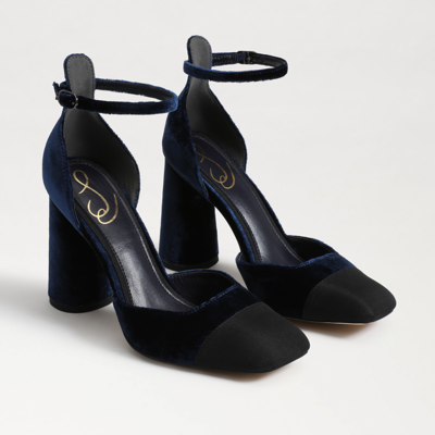 Sam Edelman Cristine Ankle Strap Block Heel In Black Patent In Multi