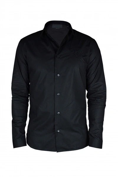 Philipp Plein Gold Cut Ls Skull Shirt In Black