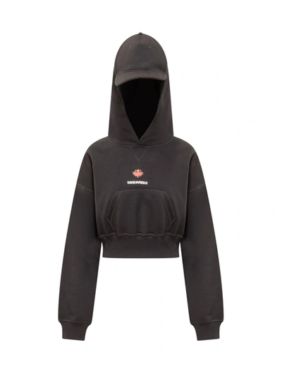 Dsquared2 Cropped Hoodie In Nero