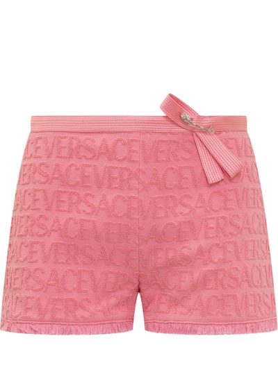 Versace X Dua Lipa Logo-jacquard Miniskirt In Pink
