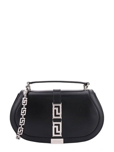 Versace Greca Goddess Shoulder Bag In Nero E Argento